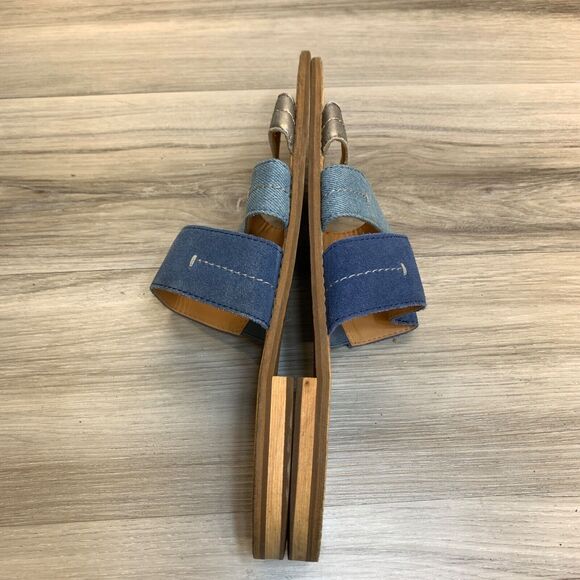 Frye and Co Womens Evie Slip On Sandals Flat Slide 3 Straps Casual Blue Size 11M - Picture 2 of 9